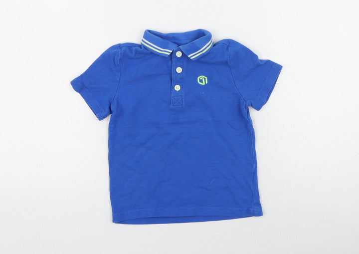 F&F Boys Blue Cotton Basic Polo Size 2-3 Years Collared