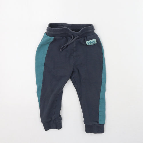 George  Blue  Cotton Jogger Trousers Size 12-18 Months
