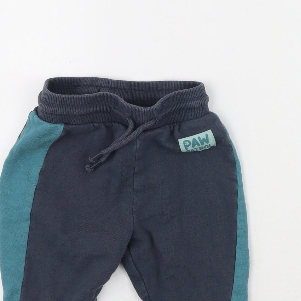 George  Blue  Cotton Jogger Trousers Size 12-18 Months