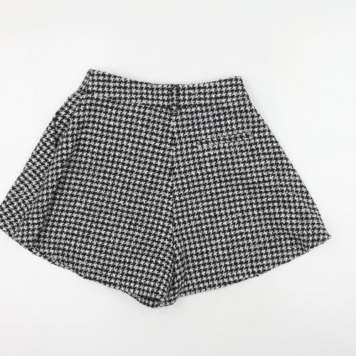 New Look Womens Black Plaid Polyester Boyfriend Shorts Size 8 L8 in Regular Button