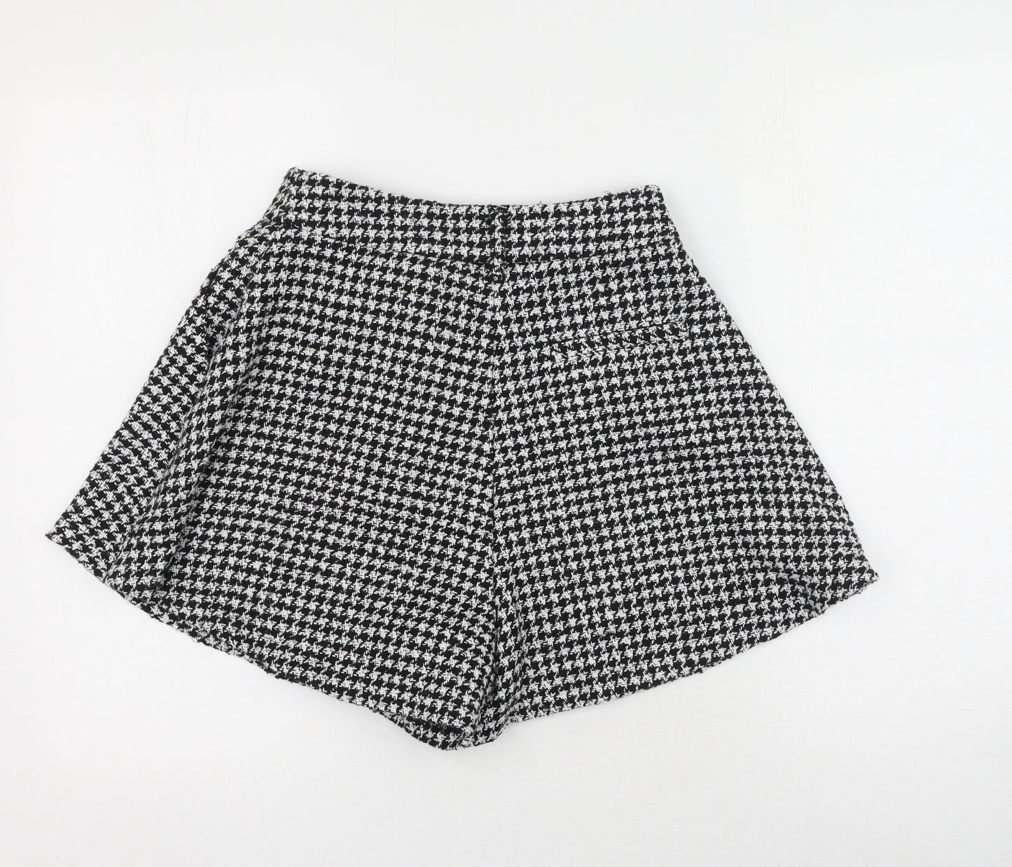 New Look Womens Black Plaid Polyester Boyfriend Shorts Size 8 L8 in Regular Button