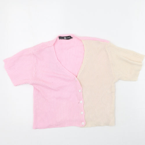 Daisy Street Womens Multicoloured V-Neck  Acrylic Cardigan Jumper Size 8