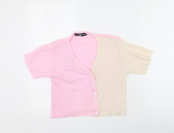 Daisy Street Womens Multicoloured V-Neck Acrylic Cardigan Jumper Size 8