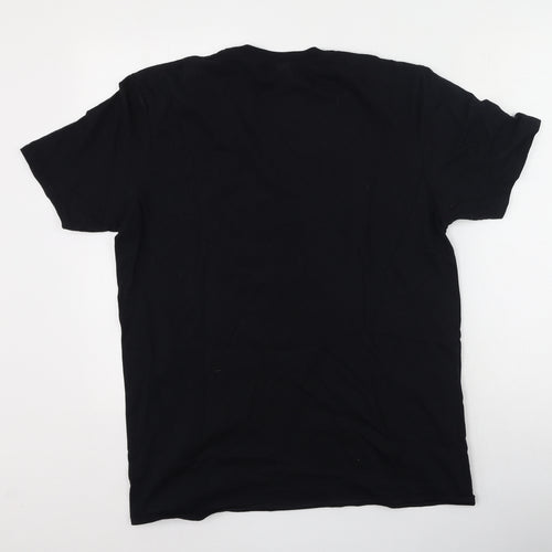 Gildan Mens Black  Cotton  T-Shirt Size L Round Neck  - Snickers Direct