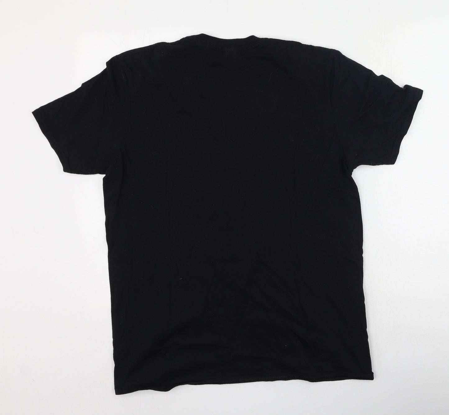 Gildan Mens Black  Cotton  T-Shirt Size L Round Neck  - Snickers Direct