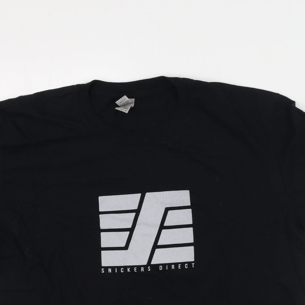 Gildan Mens Black  Cotton  T-Shirt Size L Round Neck  - Snickers Direct