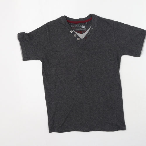 Rebel Boys Grey  Cotton Basic Casual Size 9-10 Years V-Neck
