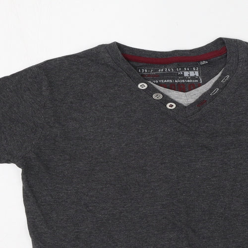 Rebel Boys Grey  Cotton Basic Casual Size 9-10 Years V-Neck