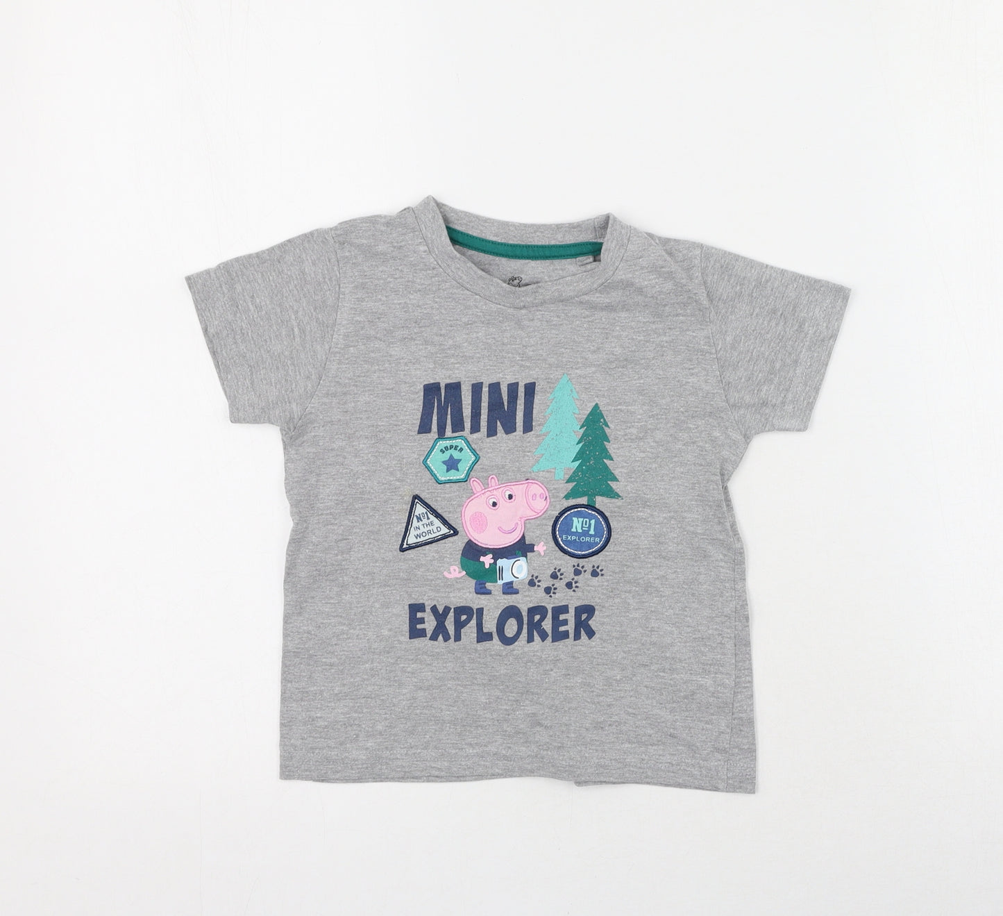 Boys Grey  Cotton Basic T-Shirt Size 4-5 Years Round Neck  - Peppa pig