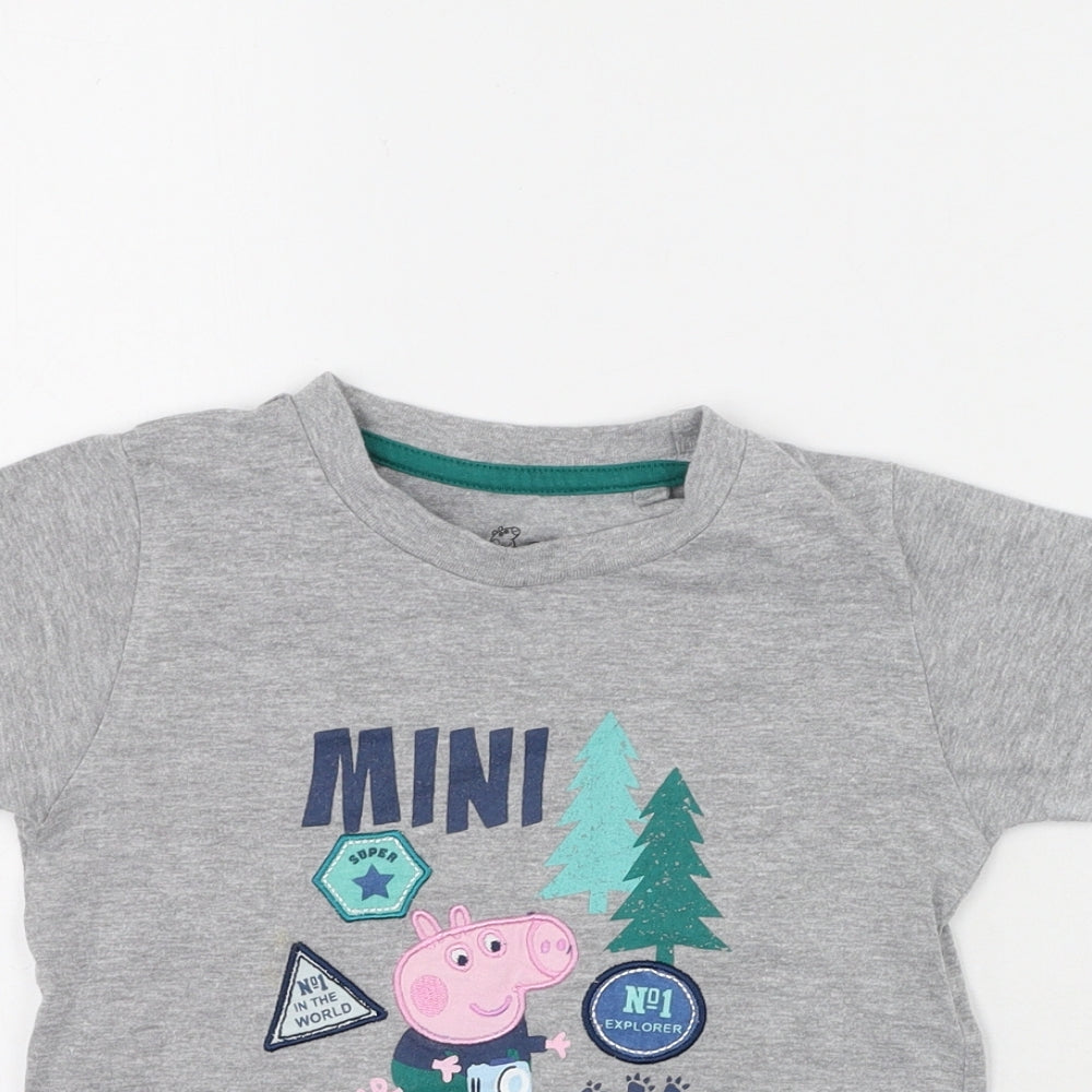 Boys Grey  Cotton Basic T-Shirt Size 4-5 Years Round Neck  - Peppa pig