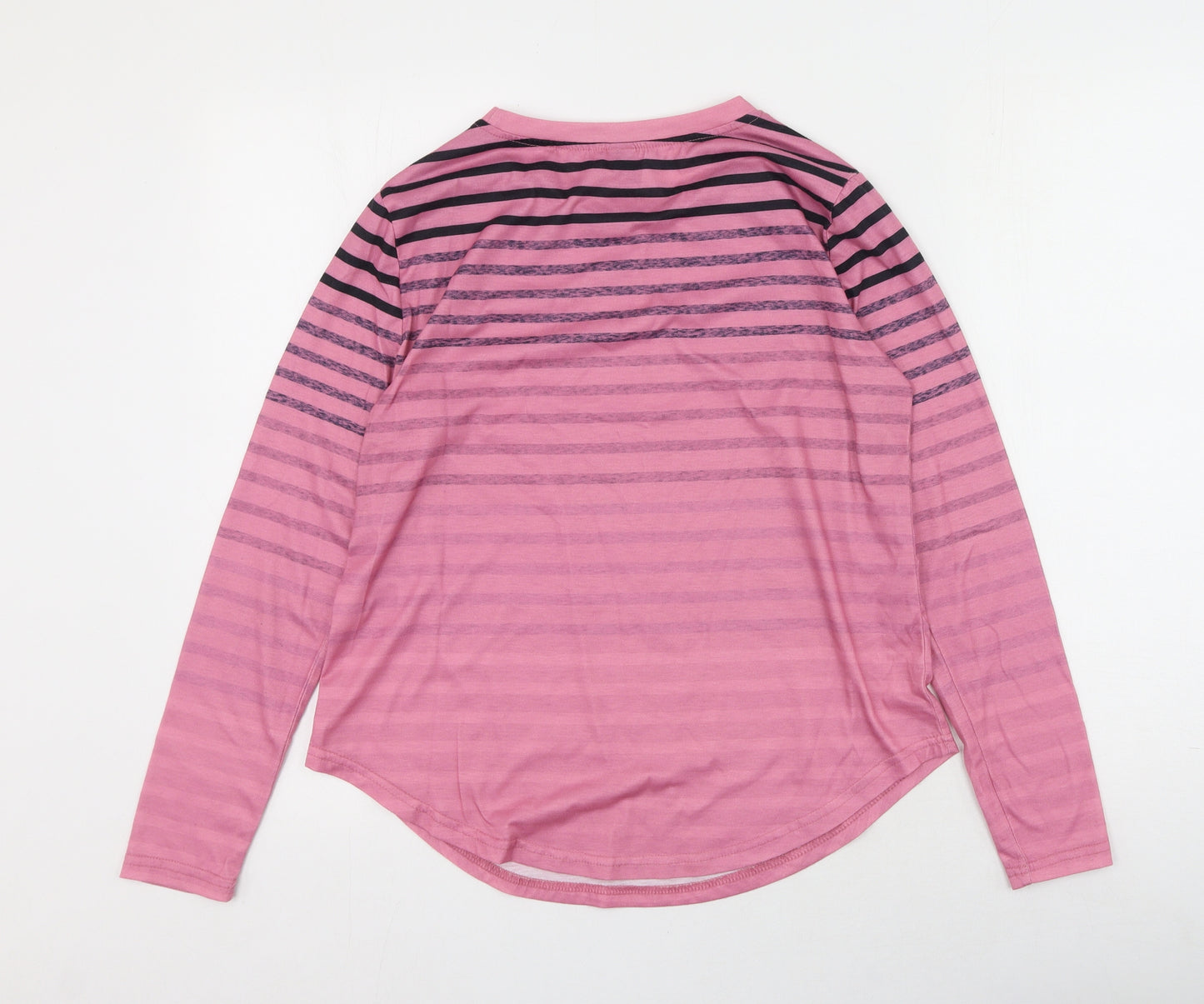SheIn Womens Pink Striped Polyester Basic T-Shirt Size S Round Neck