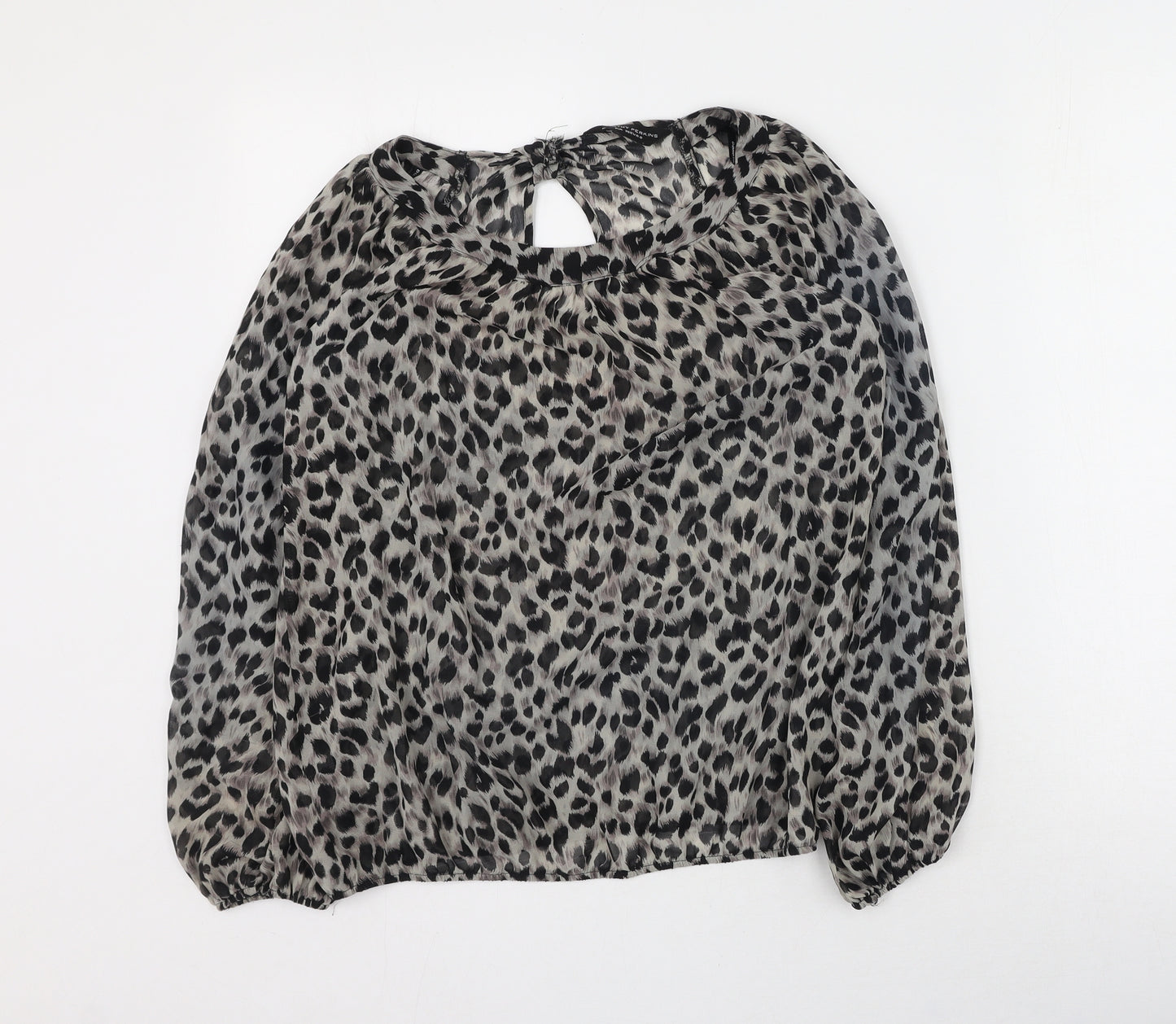 Dorothy Perkins Womens Brown Animal Print Polyester Basic Blouse Size 8 Round Neck