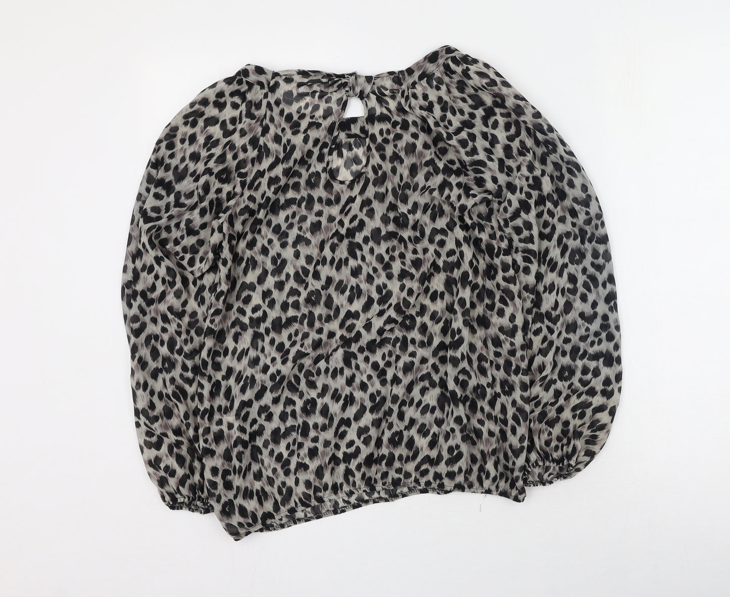 Dorothy Perkins Womens Brown Animal Print Polyester Basic Blouse Size 8 Round Neck