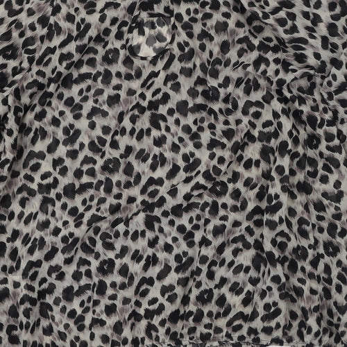 Dorothy Perkins Womens Brown Animal Print Polyester Basic Blouse Size 8 Round Neck