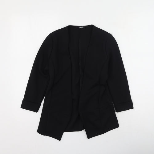 Quiz Womens Black V-Neck  Polyester Cardigan Jumper Size 8