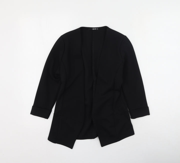 Quiz Womens Black V-Neck  Polyester Cardigan Jumper Size 8