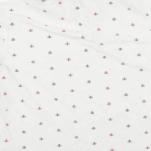 Primark Mens White  Cotton  Polo Size S Collared  - anchors