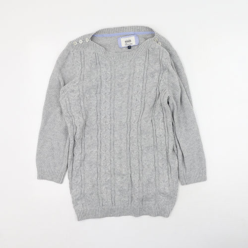 Maine New England Womens Grey Round Neck  Nylon Pullover Jumper Size 10