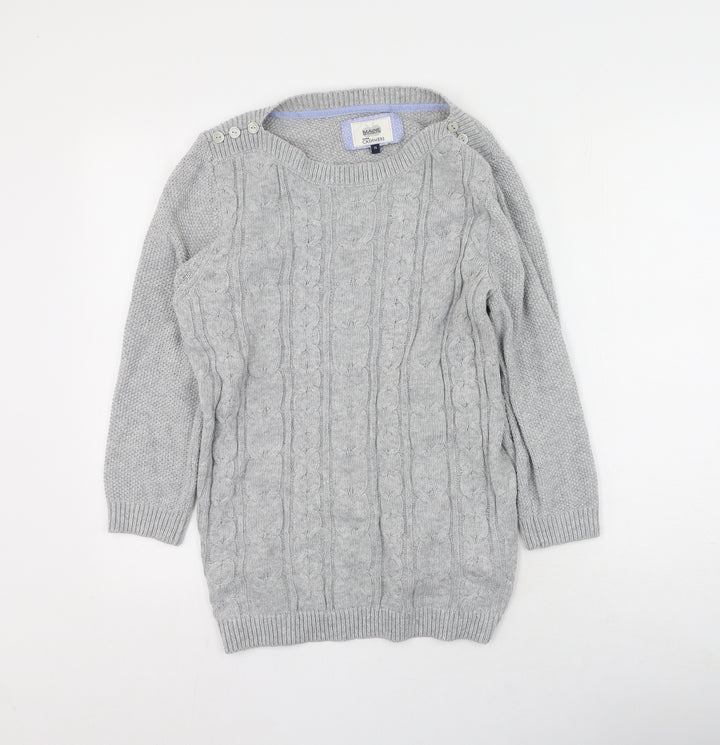 Maine New England Womens Grey Round Neck Nylon Pullover Jumper Size 10