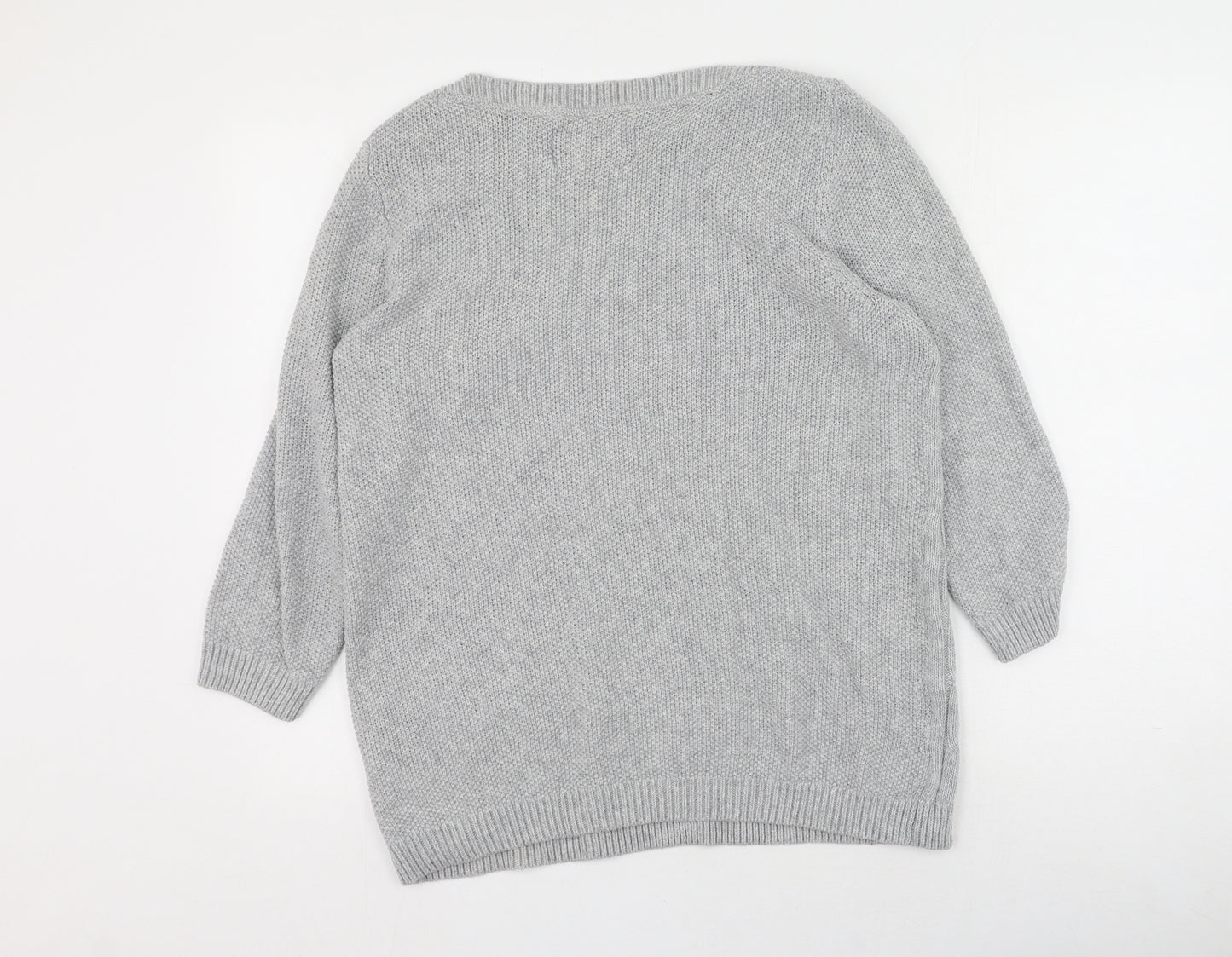 Maine New England Womens Grey Round Neck  Nylon Pullover Jumper Size 10