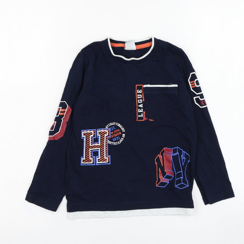 Boboli Boys Blue  Cotton Basic T-Shirt Size 6 Years Round Neck Pullover - NY