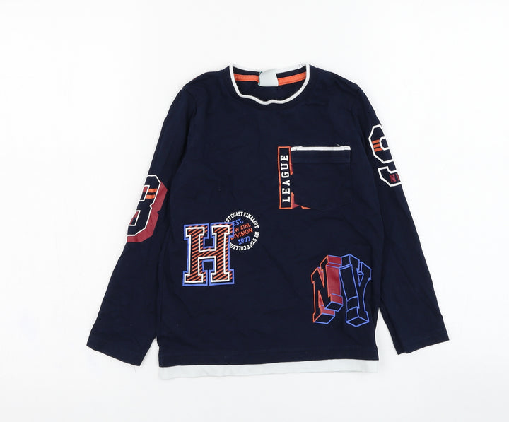 Boboli Boys Blue Cotton Basic T-Shirt Size 6 Years Round Neck Pullover - NY