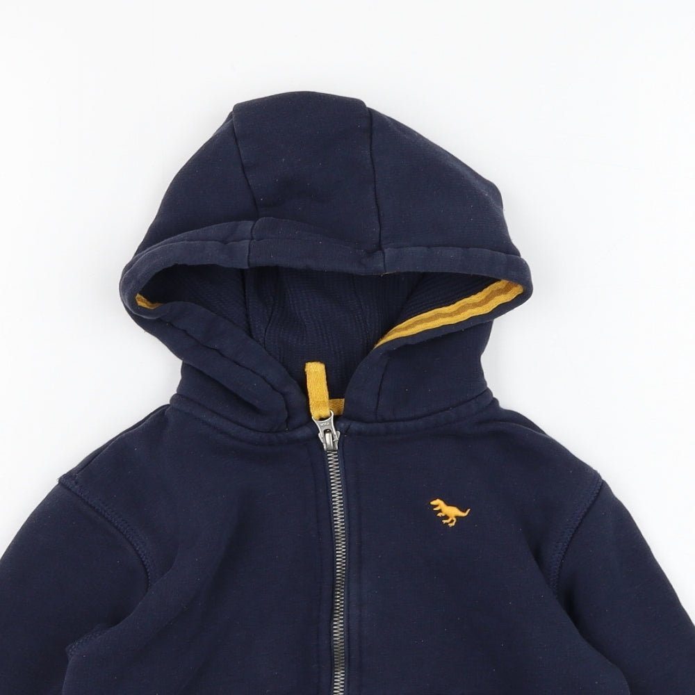 NEXT Boys Blue  Cotton Full Zip Hoodie Size 3-4 Years  Zip - Dinosaur