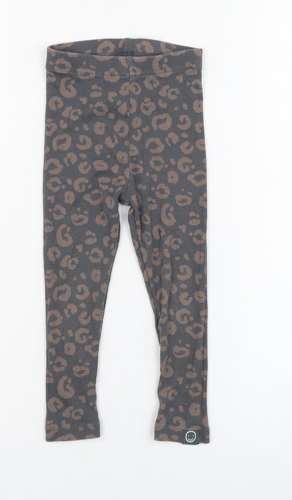George Girls Grey Animal Print Cotton Jogger Trousers Size 2-3 Years  Regular Pullover - Leggings