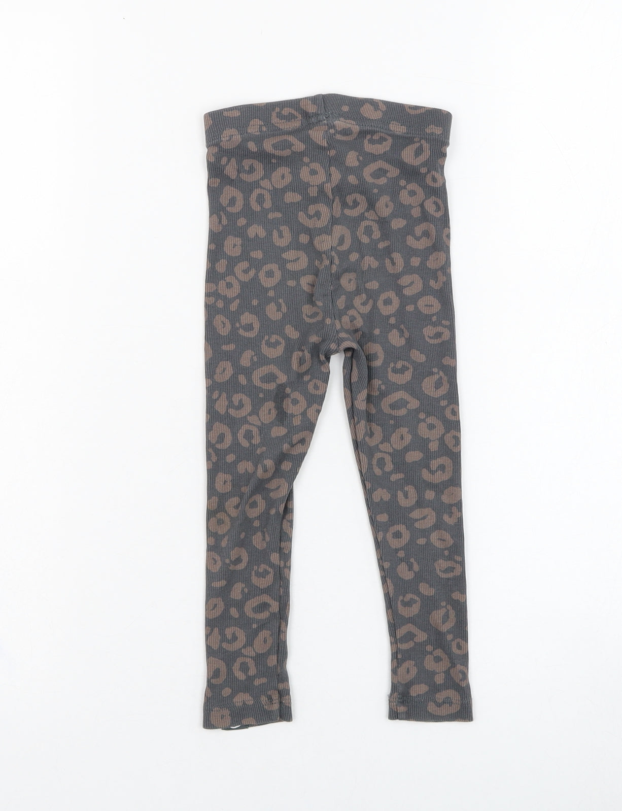 George Girls Grey Animal Print Cotton Jogger Trousers Size 2-3 Years  Regular Pullover - Leggings