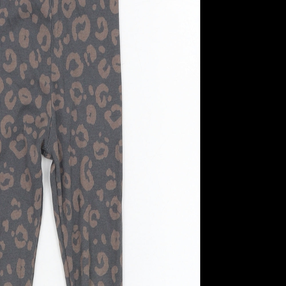 George Girls Grey Animal Print Cotton Jogger Trousers Size 2-3 Years  Regular Pullover - Leggings