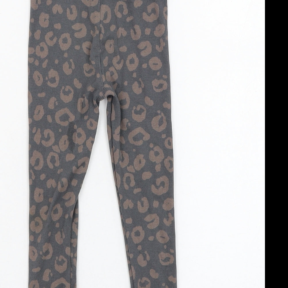 George Girls Grey Animal Print Cotton Jogger Trousers Size 2-3 Years  Regular Pullover - Leggings