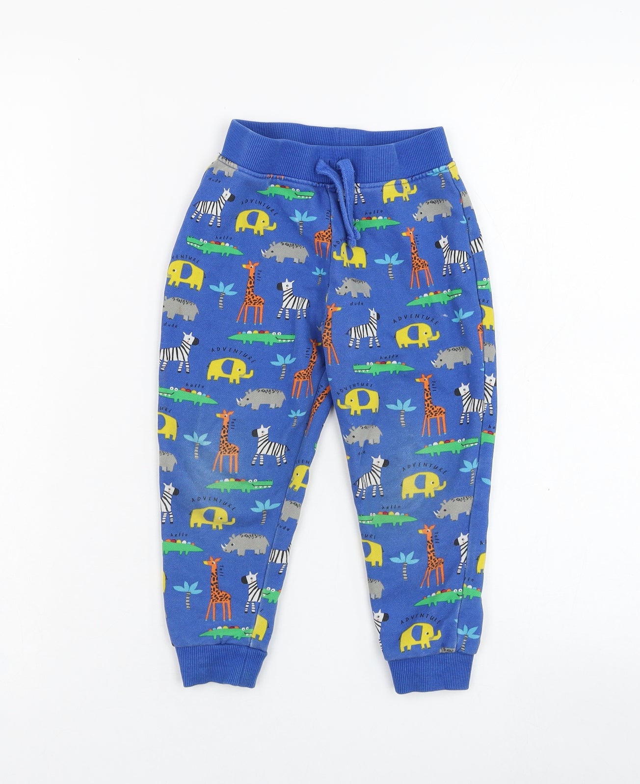 Dunnes Stores Boys Blue  Cotton Jogger Trousers Size 2-3 Years  Regular Pullover - Animal