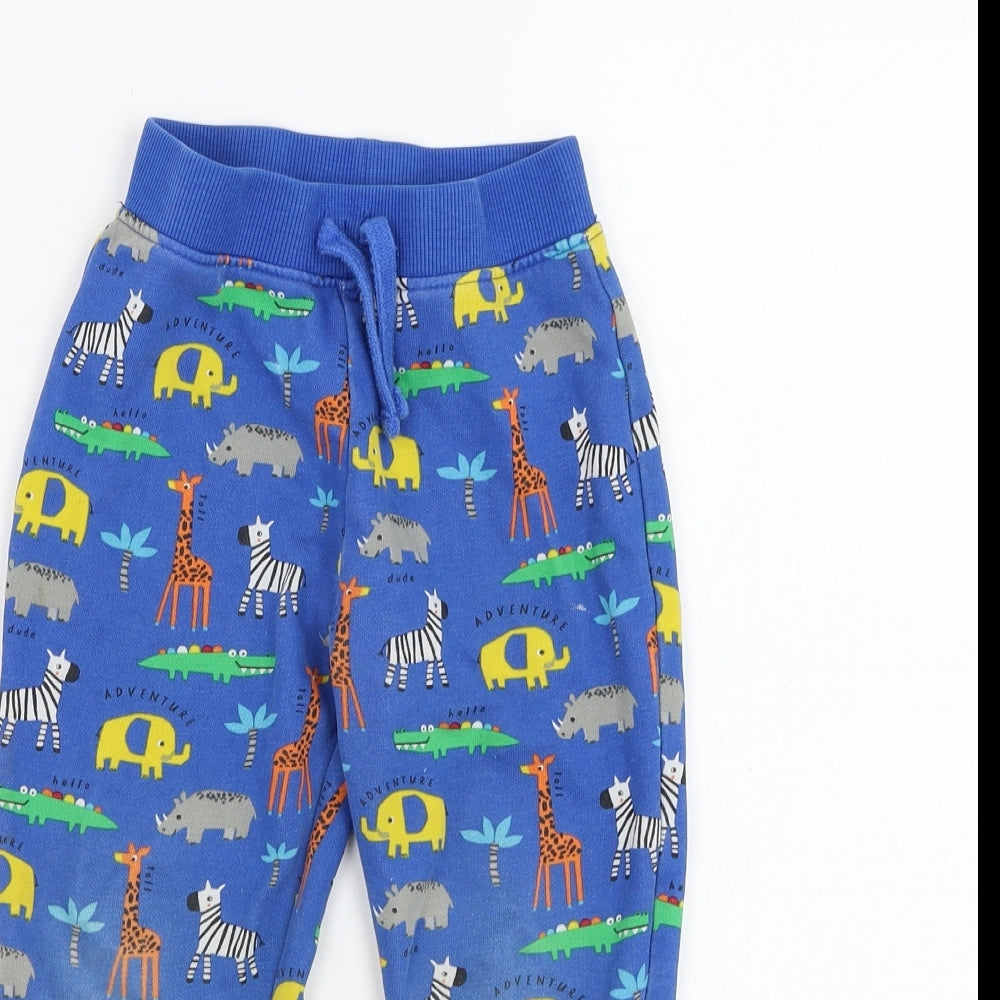 Dunnes Stores Boys Blue  Cotton Jogger Trousers Size 2-3 Years  Regular Pullover - Animal