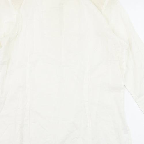 Gelco Womens Ivory  Cotton Basic Blouse Size 10 V-Neck