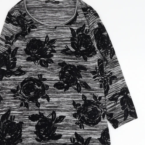 George Womens Grey Floral Polyester T-Shirt Dress  Size 8  Round Neck Pullover