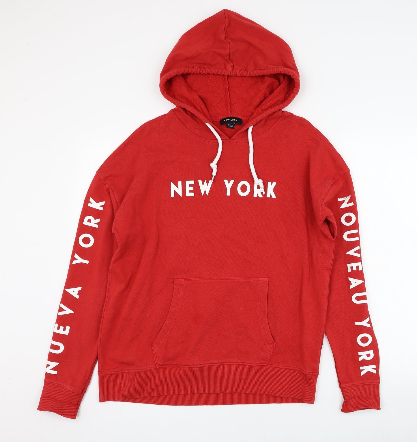 New Look Womens Red  Cotton Pullover Hoodie Size 10  Pullover - New York