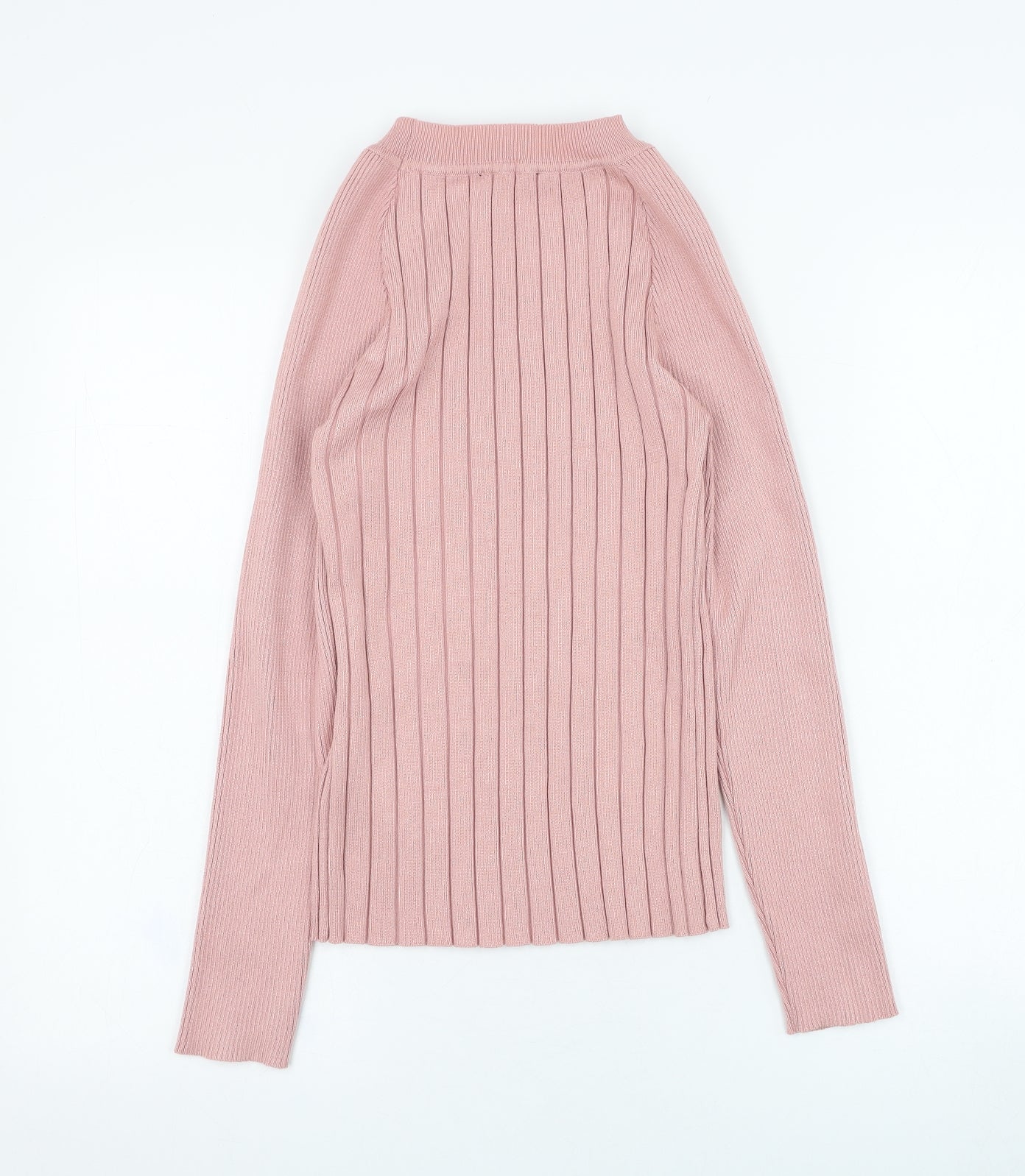 Quiz Womens Pink Round Neck  Cotton Pullover Jumper Size S