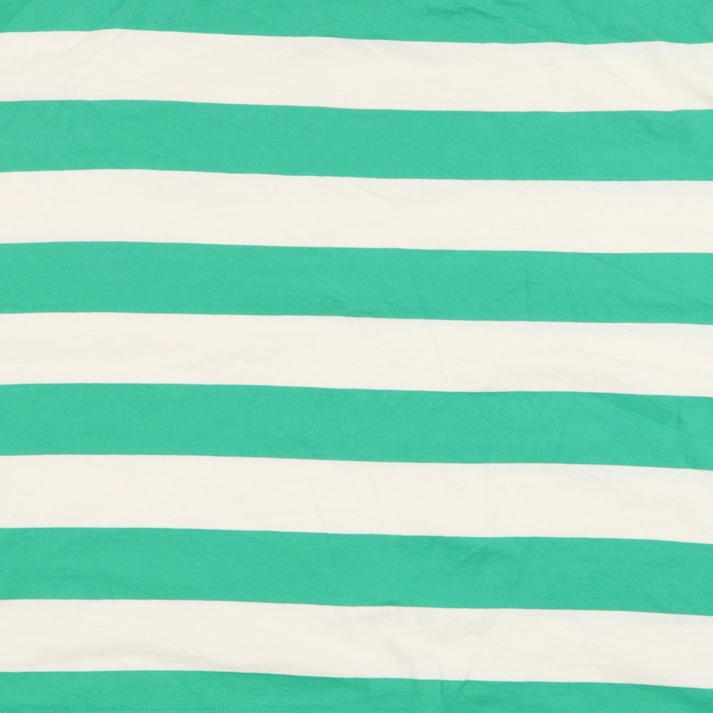 TU Womens Green Striped Cotton  T-Shirt Size 22 Round Neck