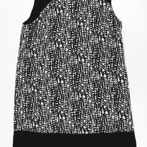 Peacocks Womens Black Geometric Polyester Shift  Size 12  Scoop Neck Pullover