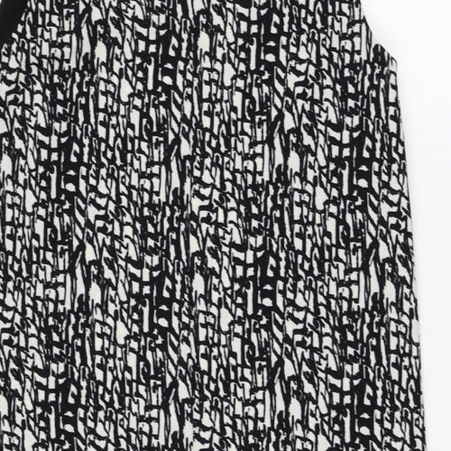 Peacocks Womens Black Geometric Polyester Shift  Size 12  Scoop Neck Pullover