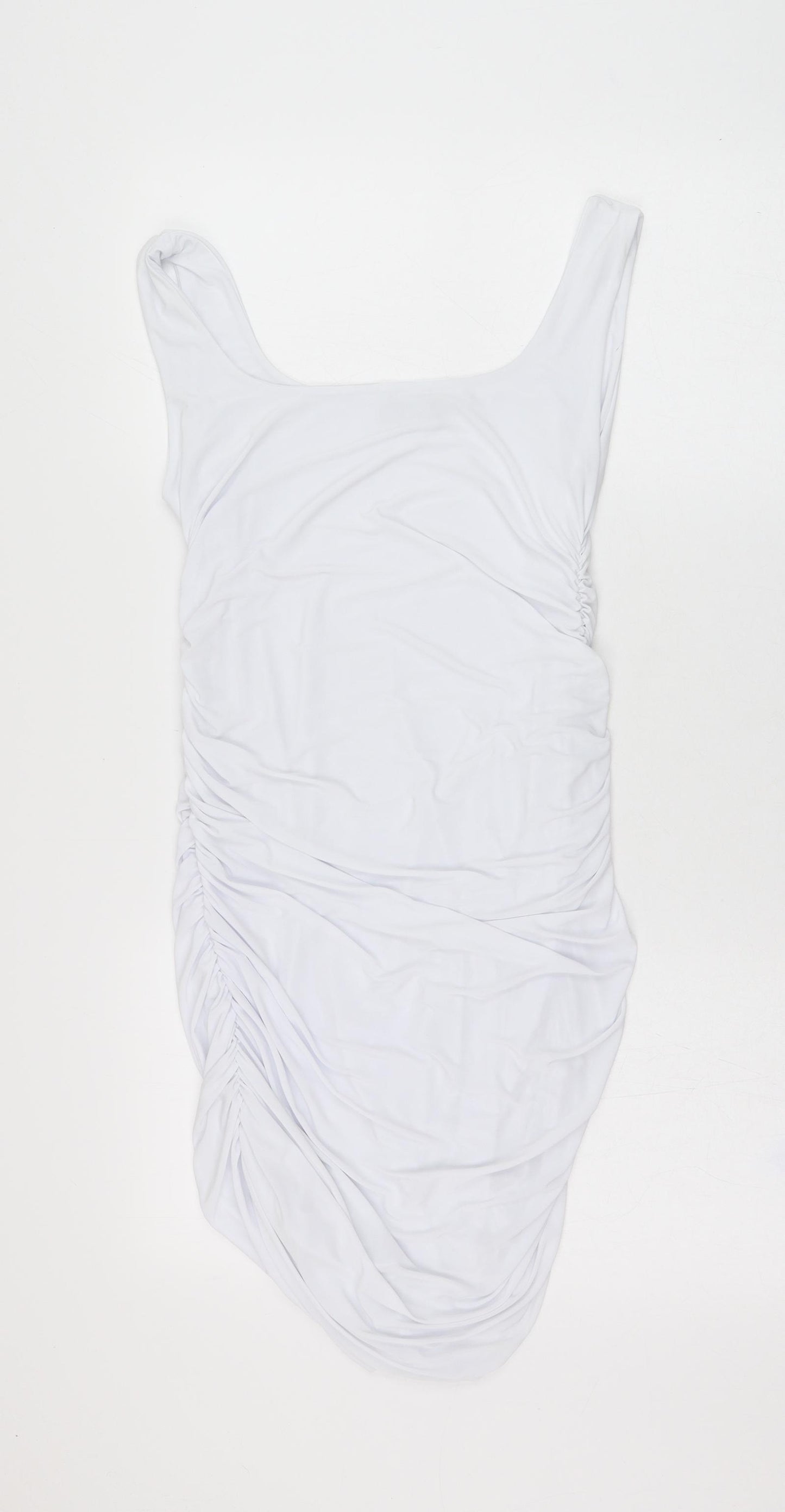 PRETTYLITTLETHING Womens White  Polyester Pencil Dress  Size 10  Round Neck Pullover