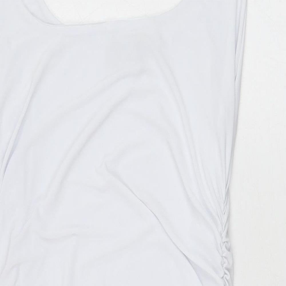 PRETTYLITTLETHING Womens White  Polyester Pencil Dress  Size 10  Round Neck Pullover