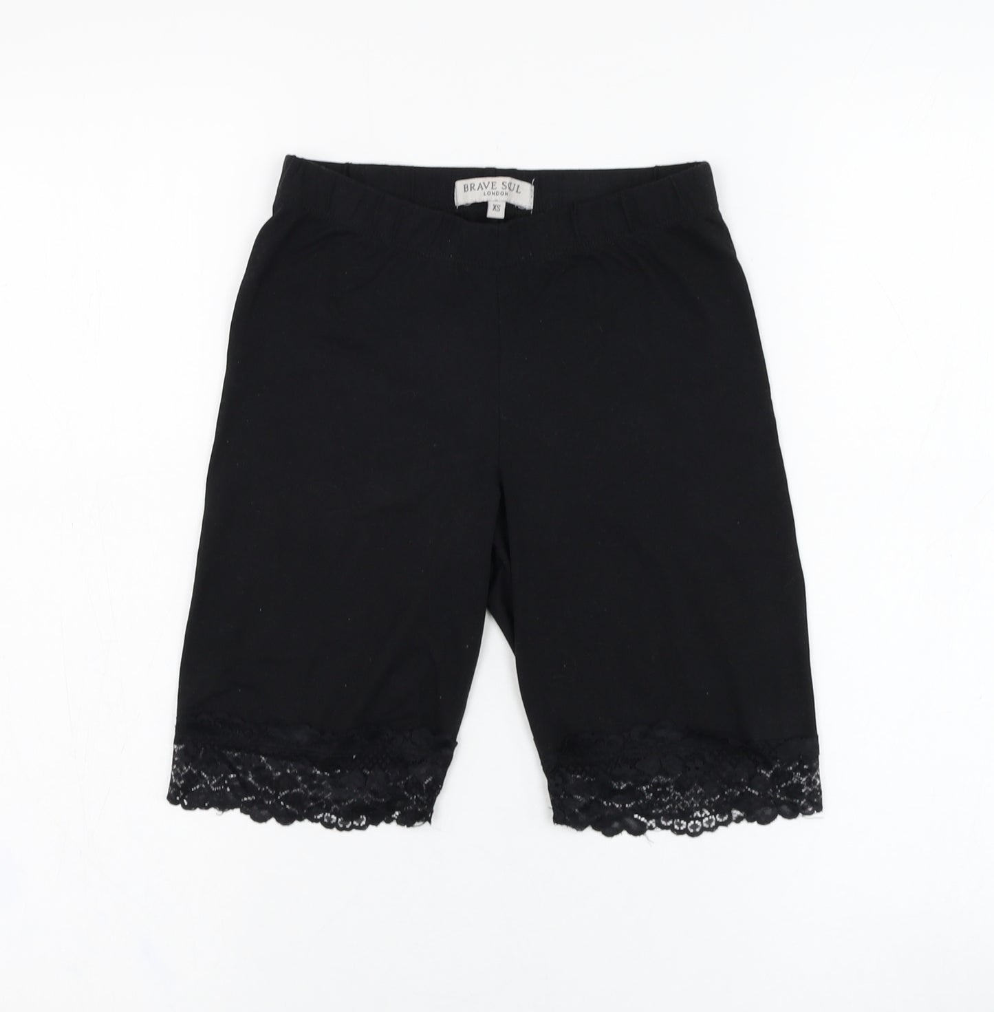 Brave Soul Womens Black  Polyester Compression Shorts Size XS L8 in Regular Pull On