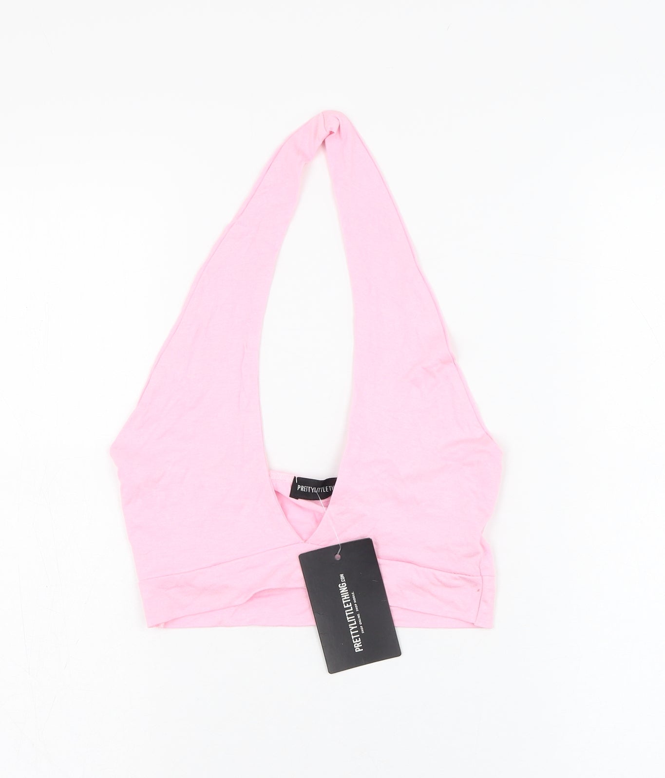 PRETTYLITTLETHING Womens Pink  Viscose Cropped Tank Size 8 Halter