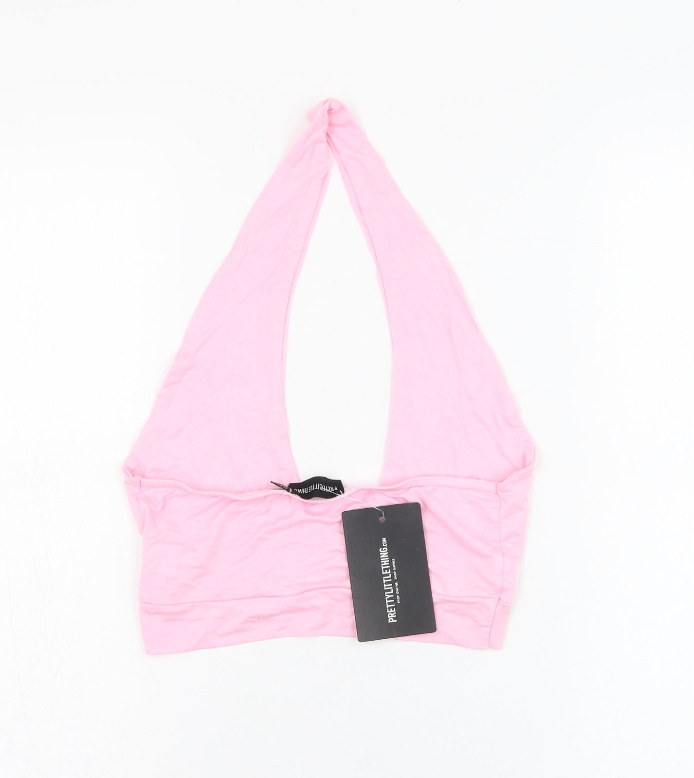 PRETTYLITTLETHING Womens Pink  Viscose Cropped Tank Size 8 Halter