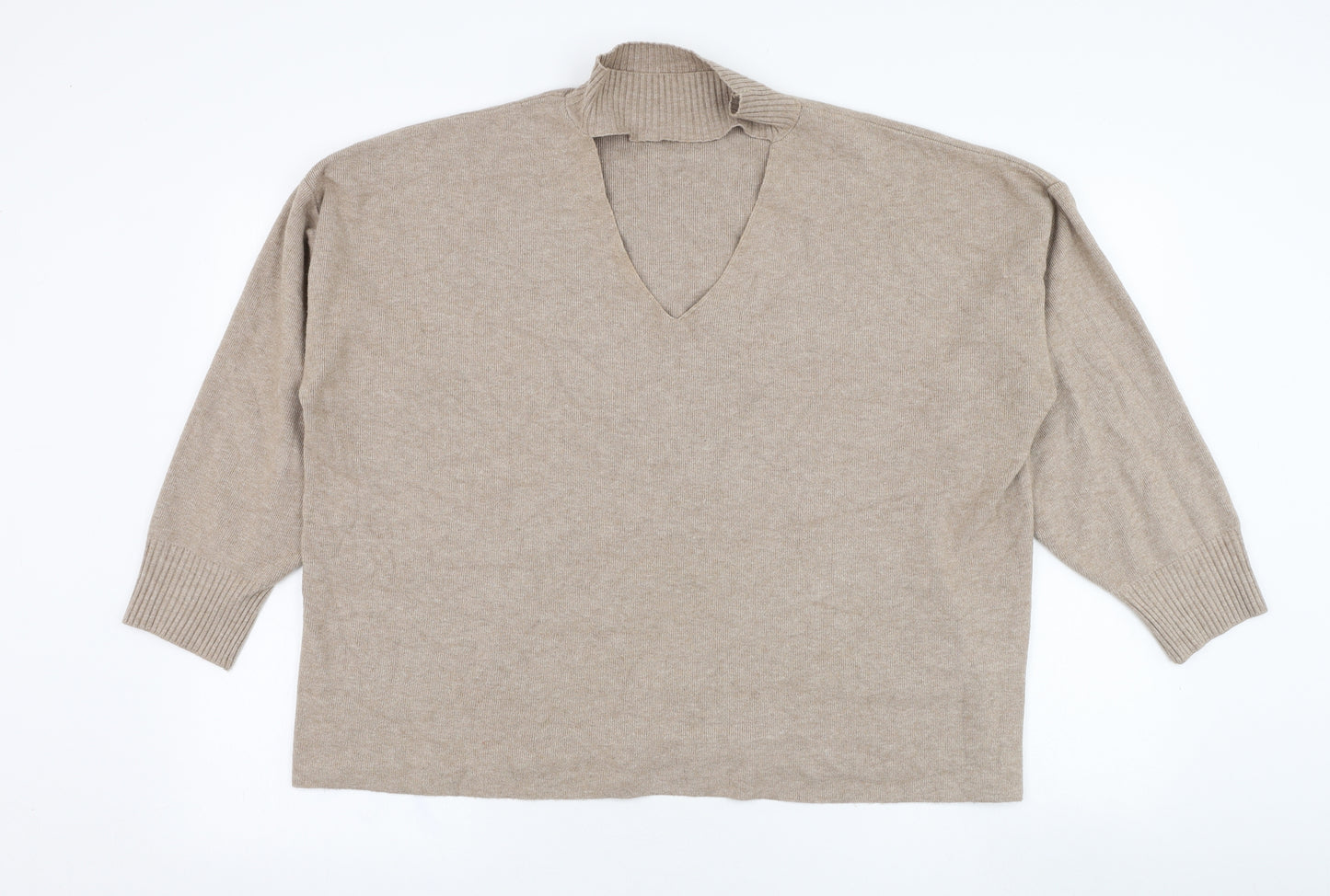 F&F Womens Brown V-Neck  Viscose Pullover Jumper Size 20