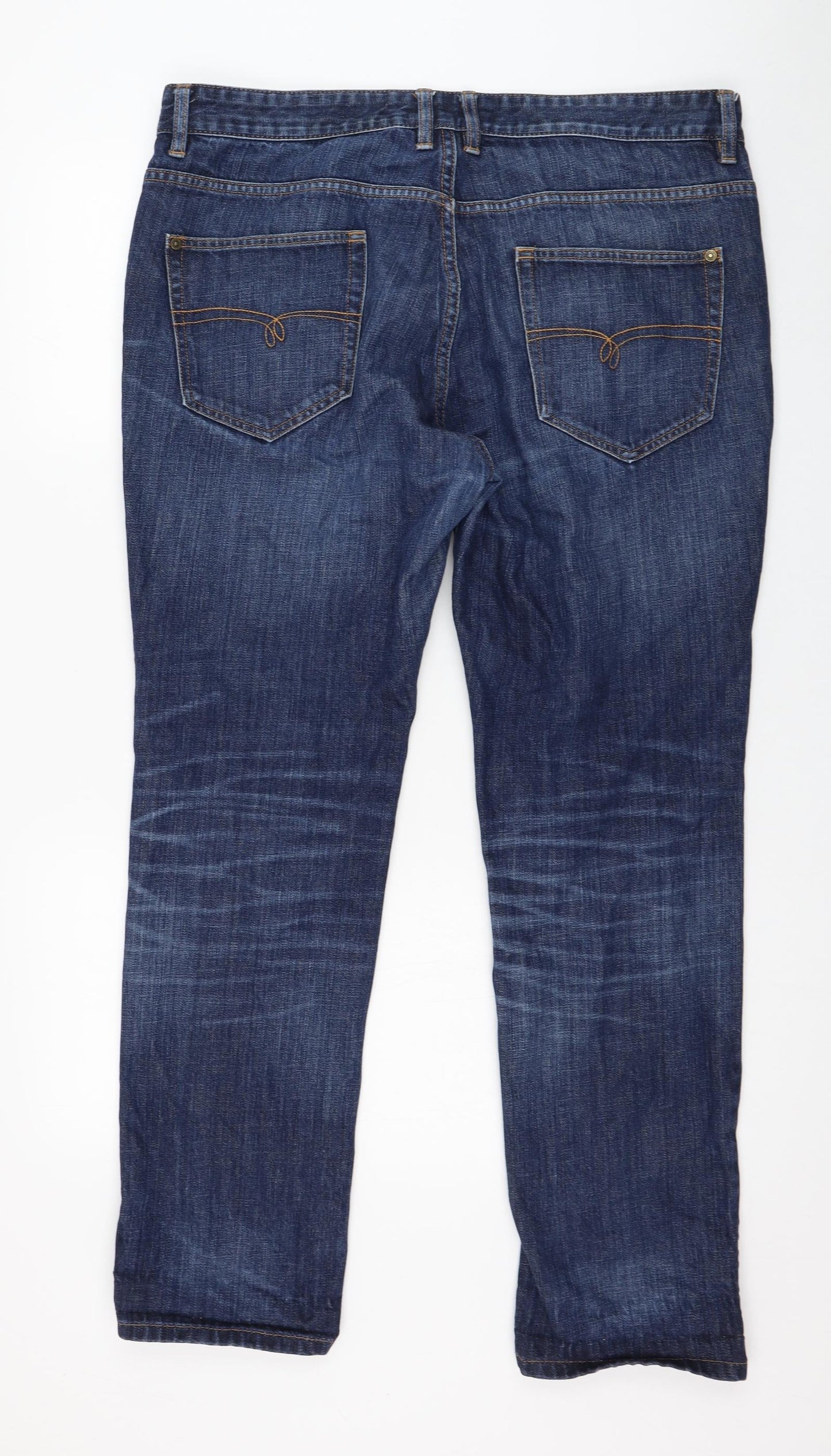 NEXT Mens Blue  Cotton Straight Jeans Size 36 in L29 in Regular Zip