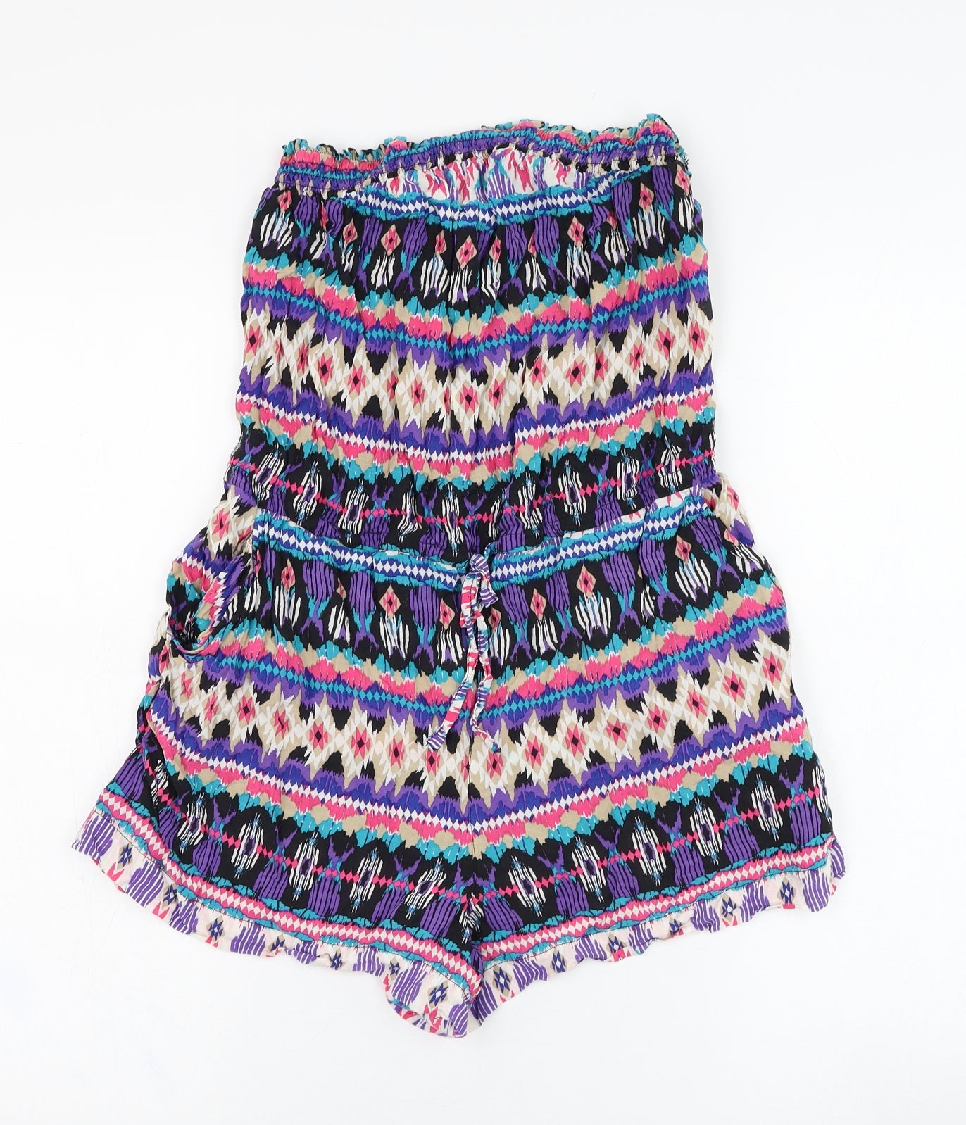 New Look Womens Multicoloured Herringbone Viscose Playsuit One-Piece Size 12  Pullover