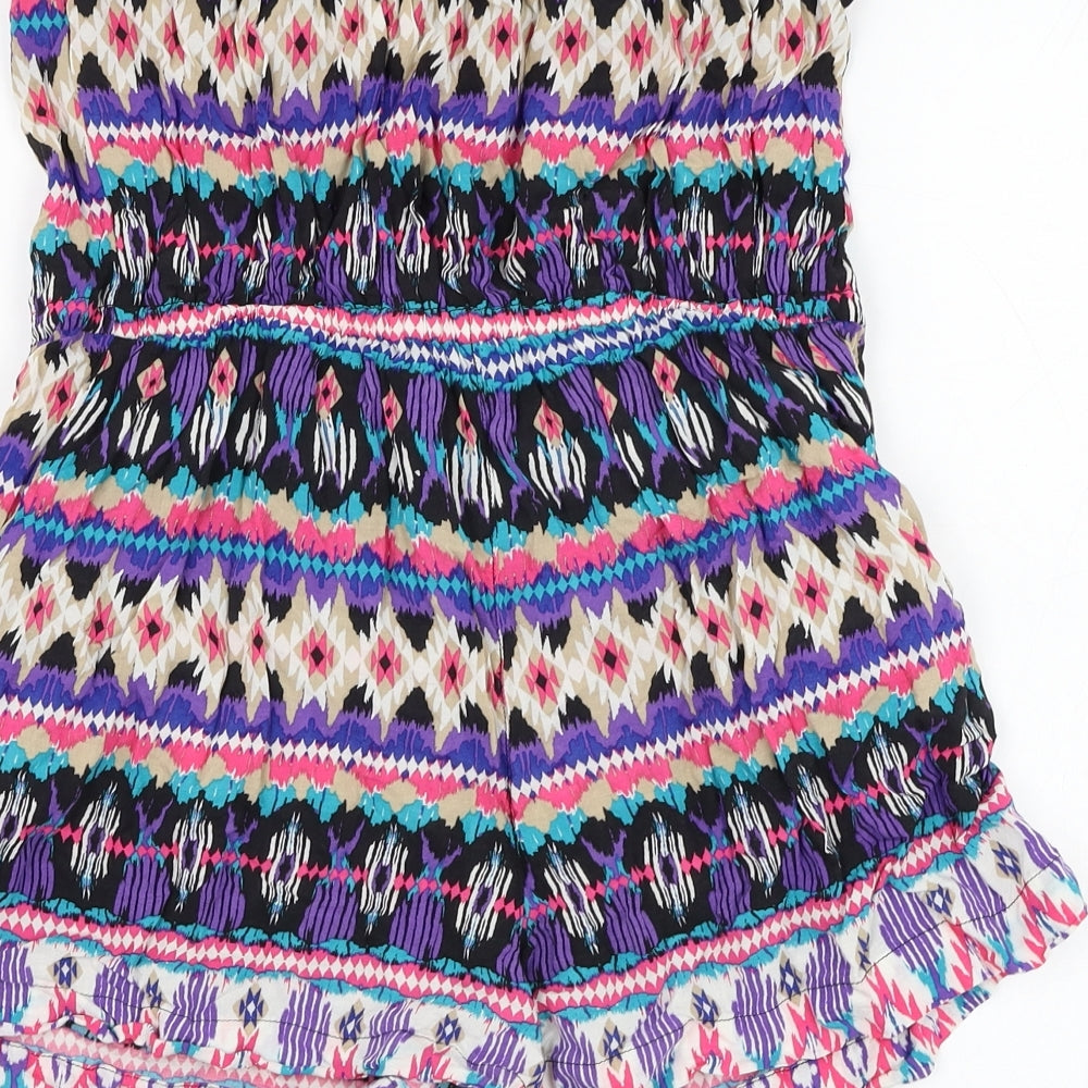 New Look Womens Multicoloured Herringbone Viscose Playsuit One-Piece Size 12  Pullover