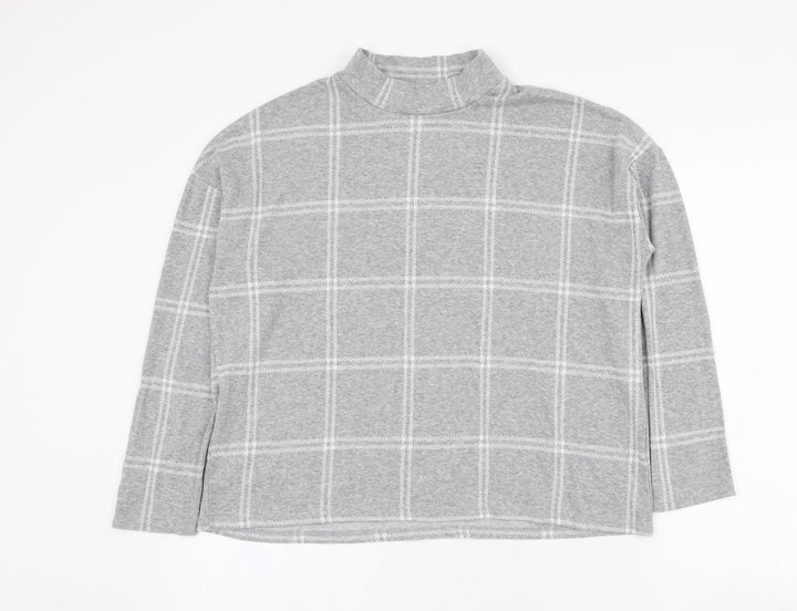 Kiabi Womens Grey Check Polyester Pullover Sweatshirt Size 14 Pullover